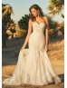 Strapless Sweetheart Neck Ivory Sequined Lace Tulle Wedding Dress